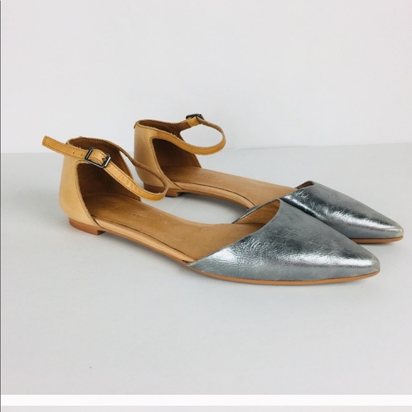 Madewell Shoes - Madewell Silver D'Orsay Flat Sandal Size 6.5 Tan